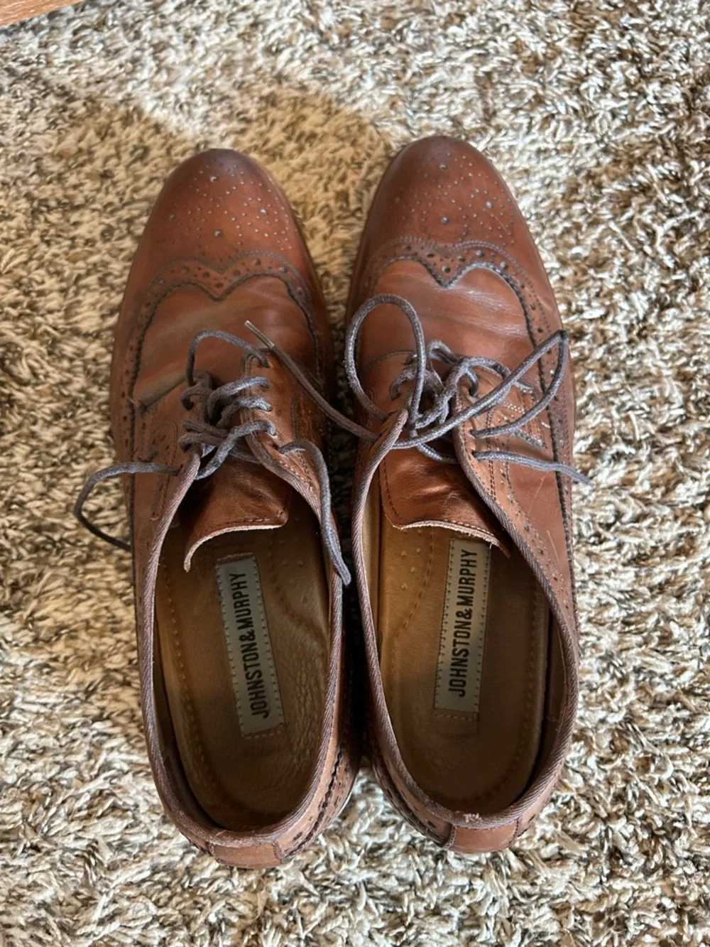 Johnston & Murphy Men’s Conard Wingtip Mahogany Italian Calfskin Oxford Brogue